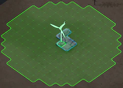 The build radius of a turbine. Other turbines cannot be built within this radius.