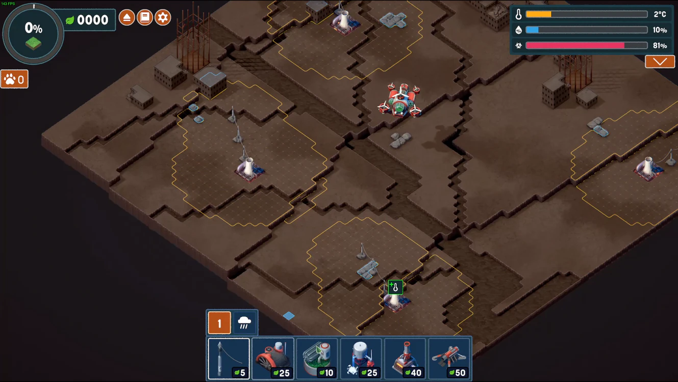 An example of how the map looks at the outset